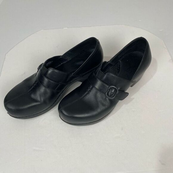 DANSKO Tamera black Leather Buckle‎ Clogs Slip On Work Shoes Size EU 40/ US 9.5 - Picture 1 of 15